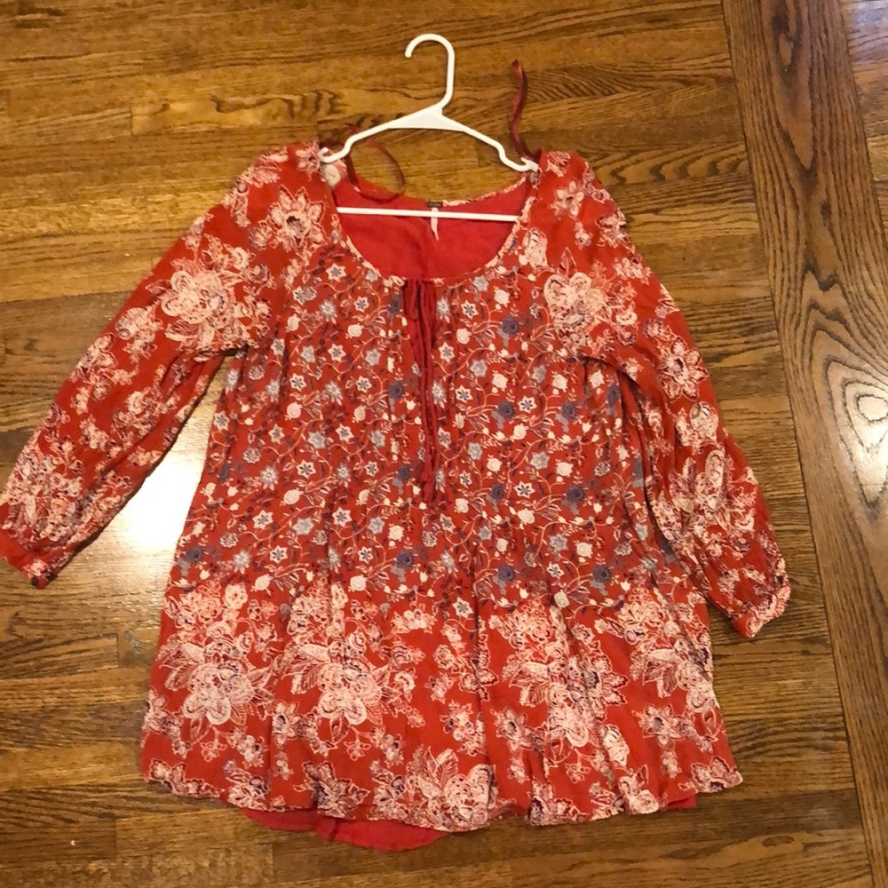 Red Dress with White Flower Print